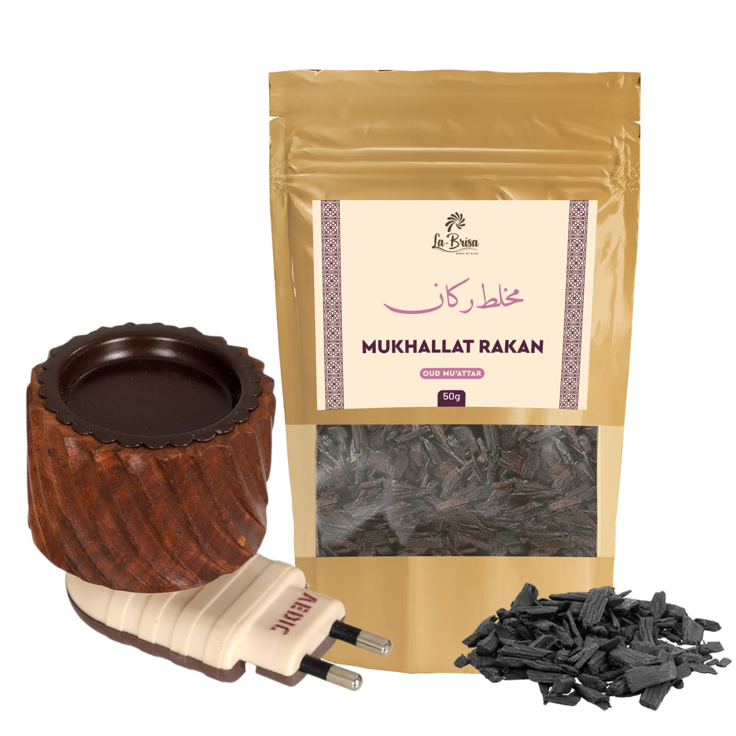 La Brisa Mukhallat Rakan Bakhoor Oud Muattar | Aromatic Spicy Floral Woody Fragrance | Arabic Bakhoor Incense | 50gms