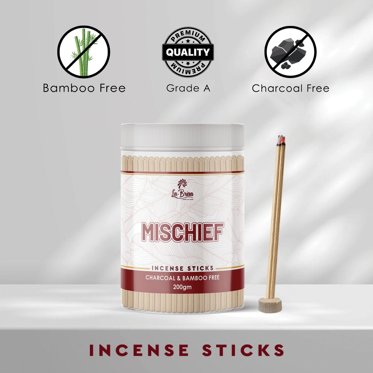 La Brisa Mischief Premium Dhoop Incense Sticks | Charcoal & Bamboo Free | Citrus Strong Spicy Fragrance | 200gms