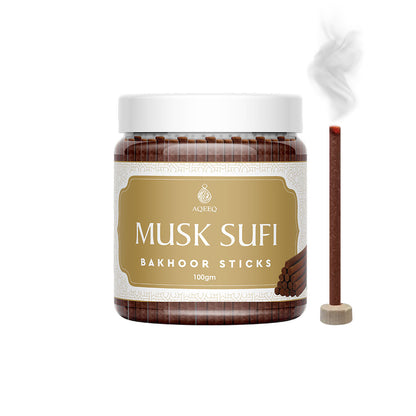 Aqeeq Musk Sufi Premium Bakhoor Sticks | Royal Arabian Musk Fragrance | Charcoal & Bamboo Free | 100gms
