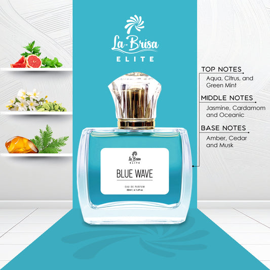 La-Brisa (Elite) Blue Wave | Long Lasting Perfume For Men | Citrus, Jasmine, Amber, Musk & Oceanic Notes | Perfect Summer Season Perfume For Men | Ideal For Everyday Use | Eau De Parfum - 50ml |