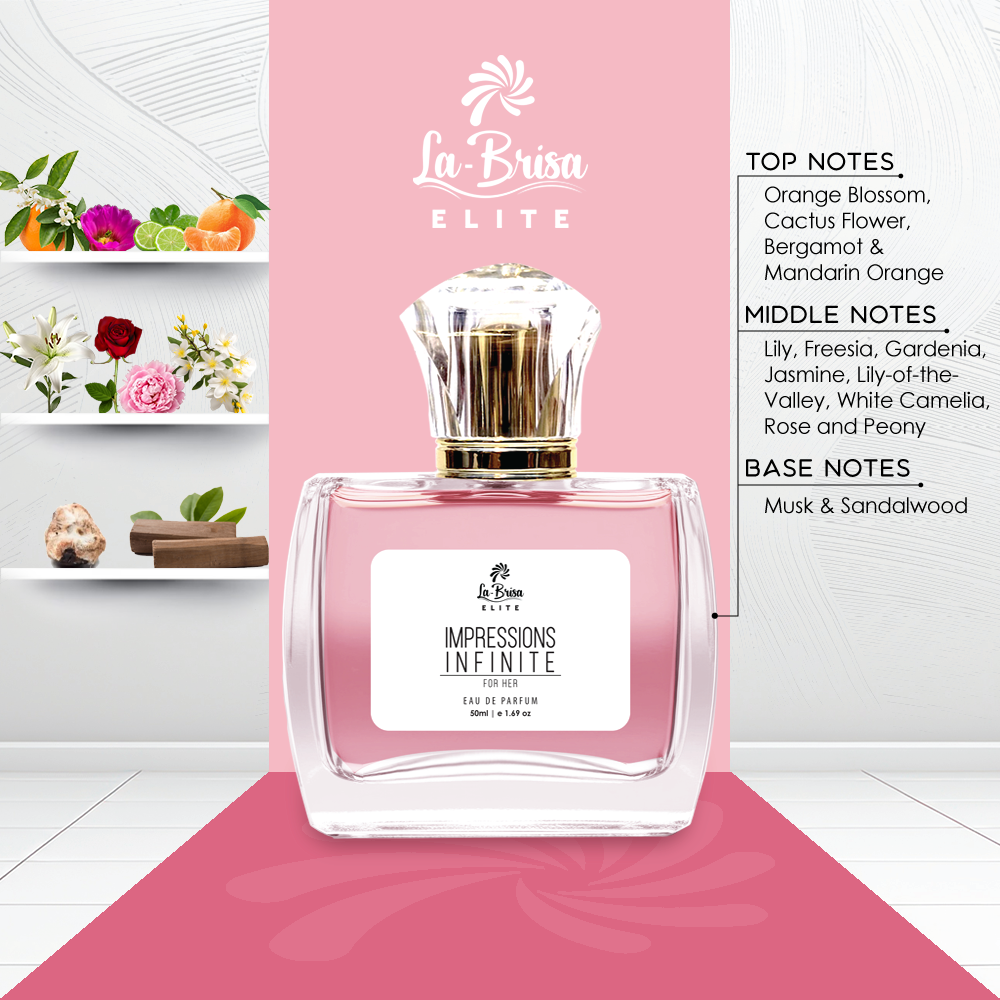 La Brisa (Elite) Impressions Infinite - For Her | Long Lasting Perfume For Women | Orange Blossom, Cactus, Freesia, Rose & Musky Notes | Sophisticated Charming Fragrance For Modern Ones  | Perfect Option For Date Nights | Eau De Parfum, 50ml |