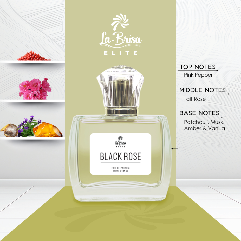 La Brisa (Elite) - Black Rose, Eau De Parfum, 50ml | Long Lasting Unisex Perfume | Highly Concentrated Perfume |