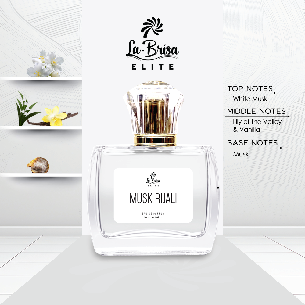 La-Brisa (Elite) Musk Rijali | Long Lasting Unisex Perfume | Vanilla, Lily of the Valley & White Musky Notes  | Perfect Gifting Option For Both | Eau De Parfum - 50ml |