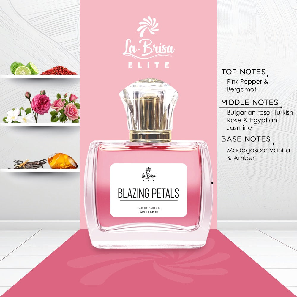 La Brisa (Elite) - Blazing Petals | Long Lasting Unisex Perfume | Pink Pepper, Bergamot, Rose, Jasmine & Amber Notes | A sophisticated Fragrance Which Suits Your Personality | Best For Date Nights, Romantic Occasions | Eau De Parfum - 50ml |