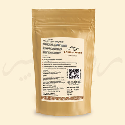 Rouh Al Abeer Oud Muattar 50g back label