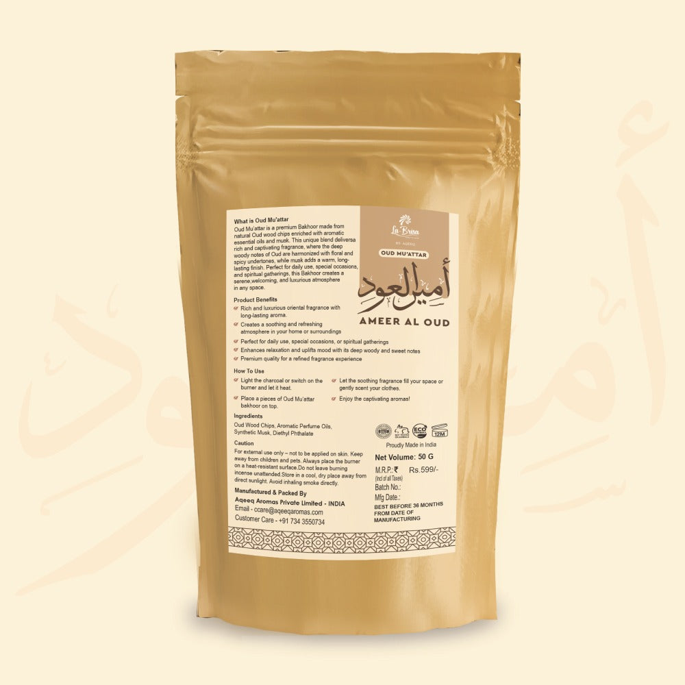 La Brisa Ameer Al Oud Bakhoor Oud Muattar | Sweet Floral Woody | Arabic Oud Wood Chips | 50gms