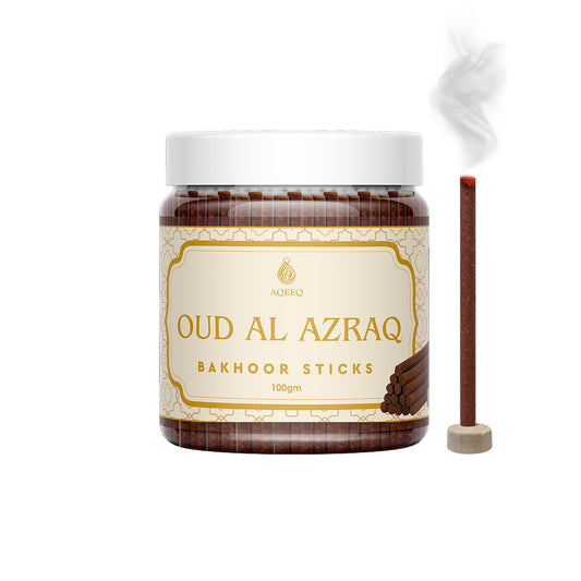 Aqeeq Oud Al Azraq Premium Bakhoor Sticks | Fresh Herbal Fragrance | Charcoal & Bamboo Free | 100gms