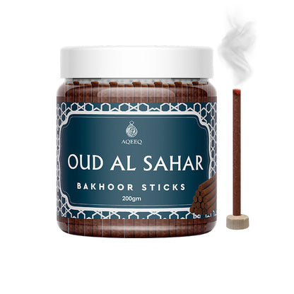 Aqeeq Oud Al Sahar Premium Bakhoor Sticks | Soft Arabian Woody Fragrance | Charcoal & Bamboo Free | 100/200gms