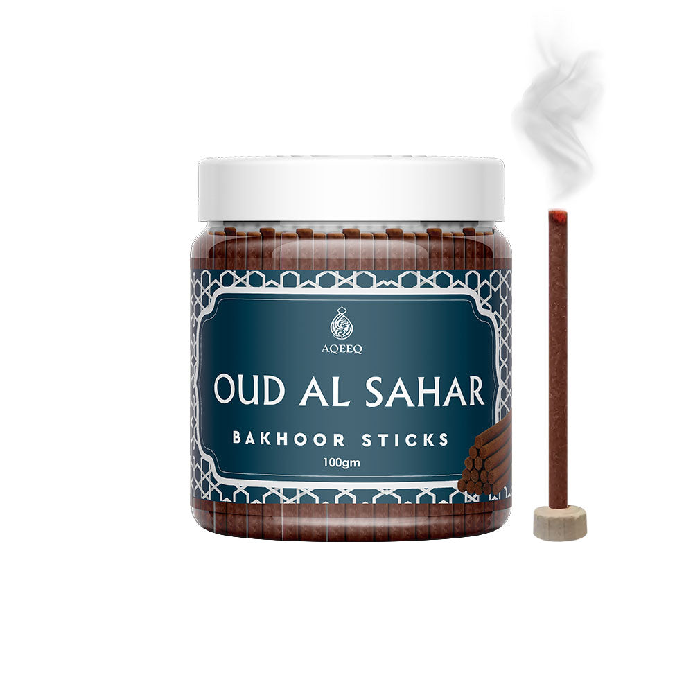 Aqeeq Oud Al Sahar Premium Bakhoor Sticks | Soft Arabian Woody Fragrance | Charcoal & Bamboo Free | 100gms
