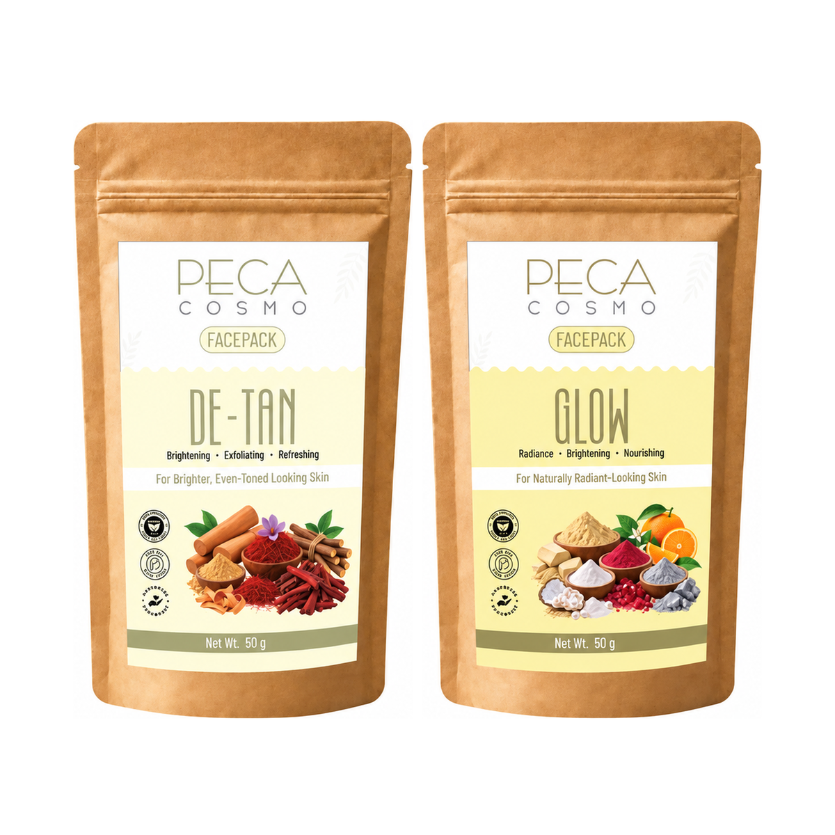 Peca Cosmo De-Tan and Glow Face Pack Duo