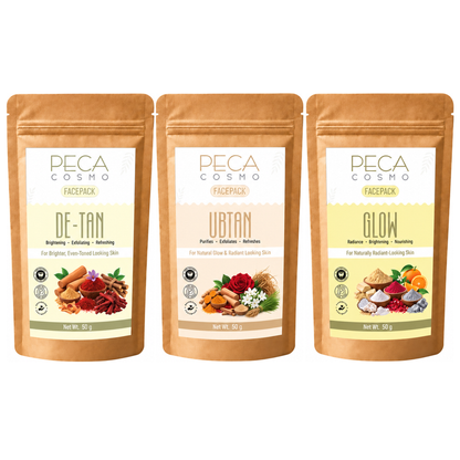 Peca Cosmo De-Tan Ubtan and Glow Face Pack Trio