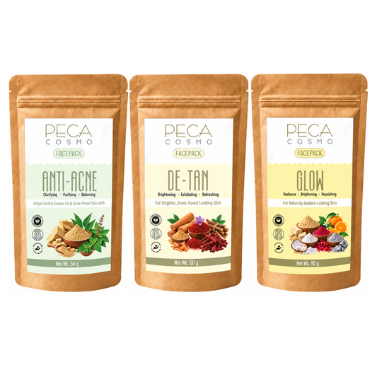 Peca Cosmo Anti-Acne De-Tan and Glow Face Pack Trio