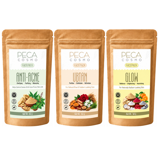 Peca Cosmo Anti-Acne Ubtan and Glow Face Pack Trio
