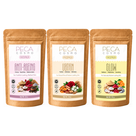Peca Cosmo Anti-Ageing Ubtan and Glow Face Pack Trio