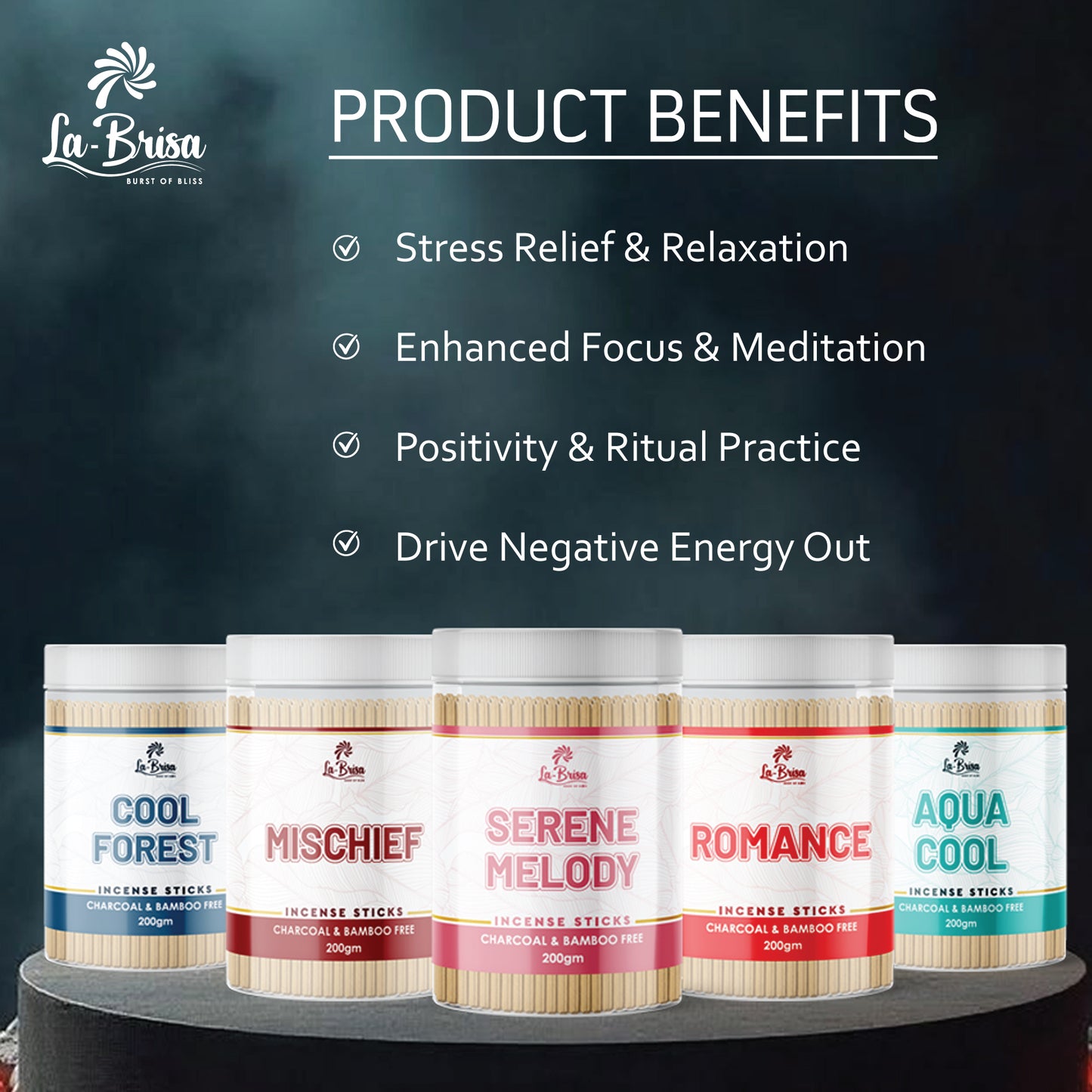 La Brisa Aqua Cool Premium Dhoop Incense Sticks | Cool Citrus Fresh Fragrance | Charcoal & Bamboo Free | 200gms