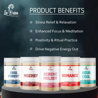La Brisa Aqua Cool Premium Dhoop Incense Sticks | Cool Citrus Fresh Fragrance | Charcoal & Bamboo Free | 200gms