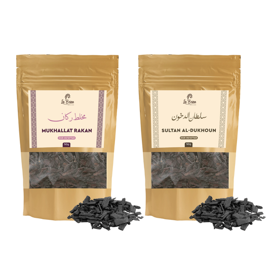 La Brisa Premium Arabian Bakhoor Oud Muattar Combo – Mukhallat Rakan & Sultan Al-Dukhoun | 2 x 50g