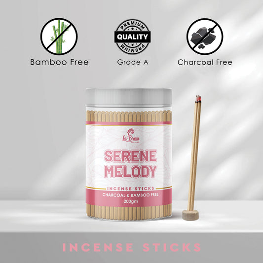 La Brisa Serene Melody Premium Dhoop Incense Sticks | Charcoal & Bamboo Free | Citrus Saffron Vanilla Oud Aroma | 200gms