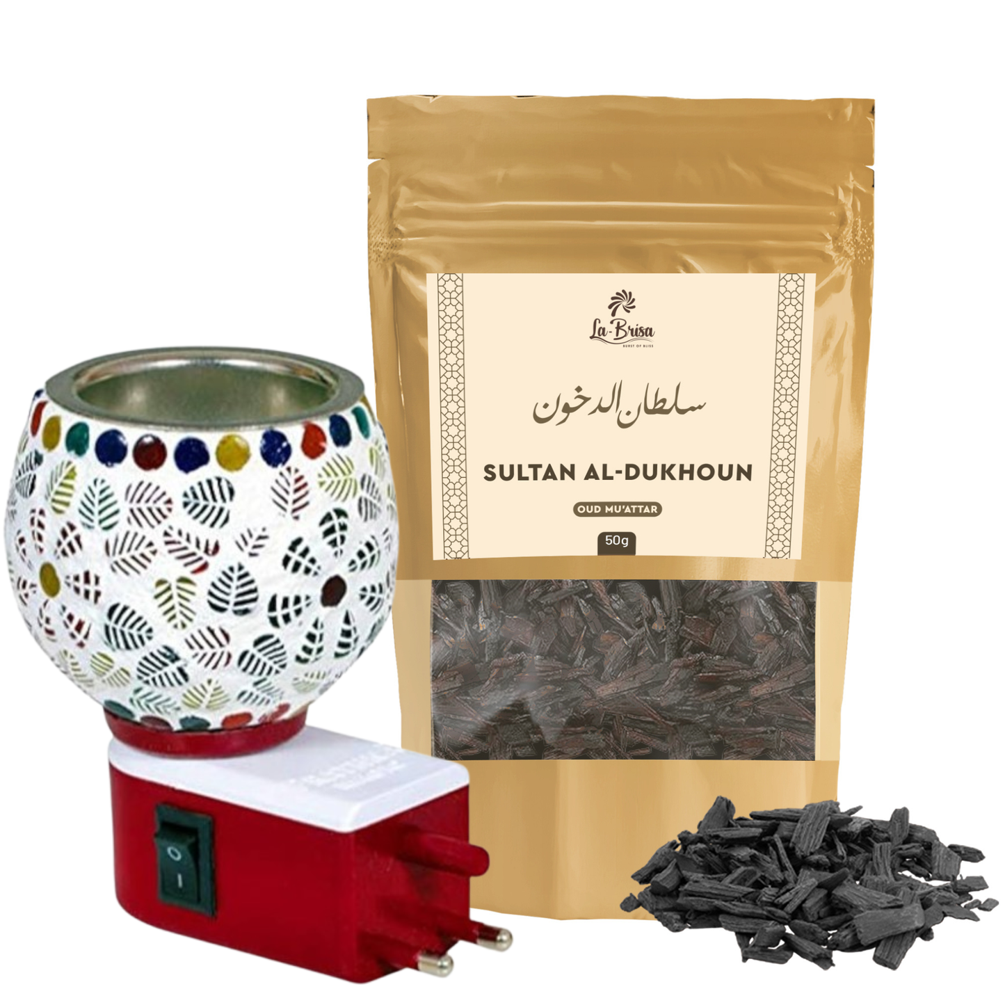 La Brisa Sultan Al-Dukhoun Bakhoor Oud Muattar | Smoky Spicy Floral Musk Aroma | Arabic Oud Wood Chips |  50gms