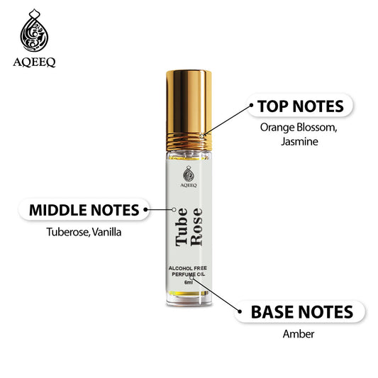 Aqeeq Tuberose (Rajnigandha) Premium Attar Roll On, 6 ml | Long-Lasting Unisex Attar for Men & Women