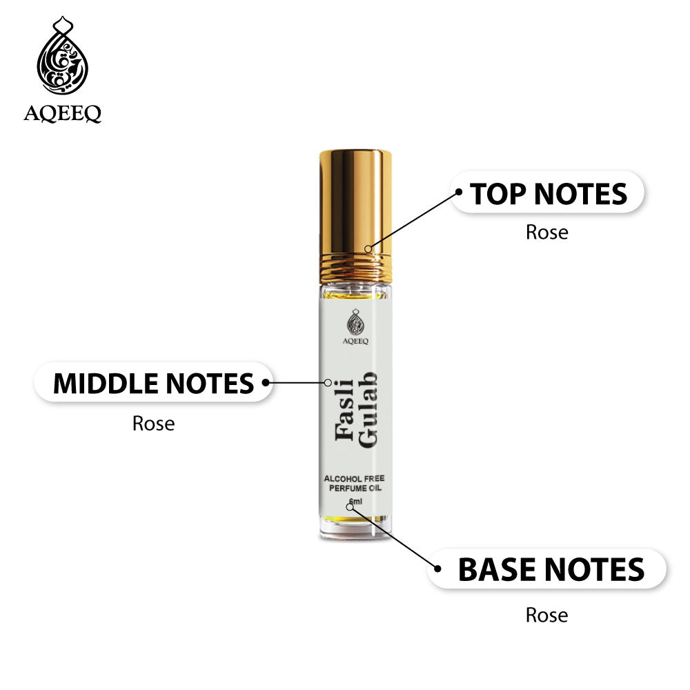 Aqeeq Fasli Gulab Attar For Men & Women | Long Lasting Unisex Rose Attar | 6ml