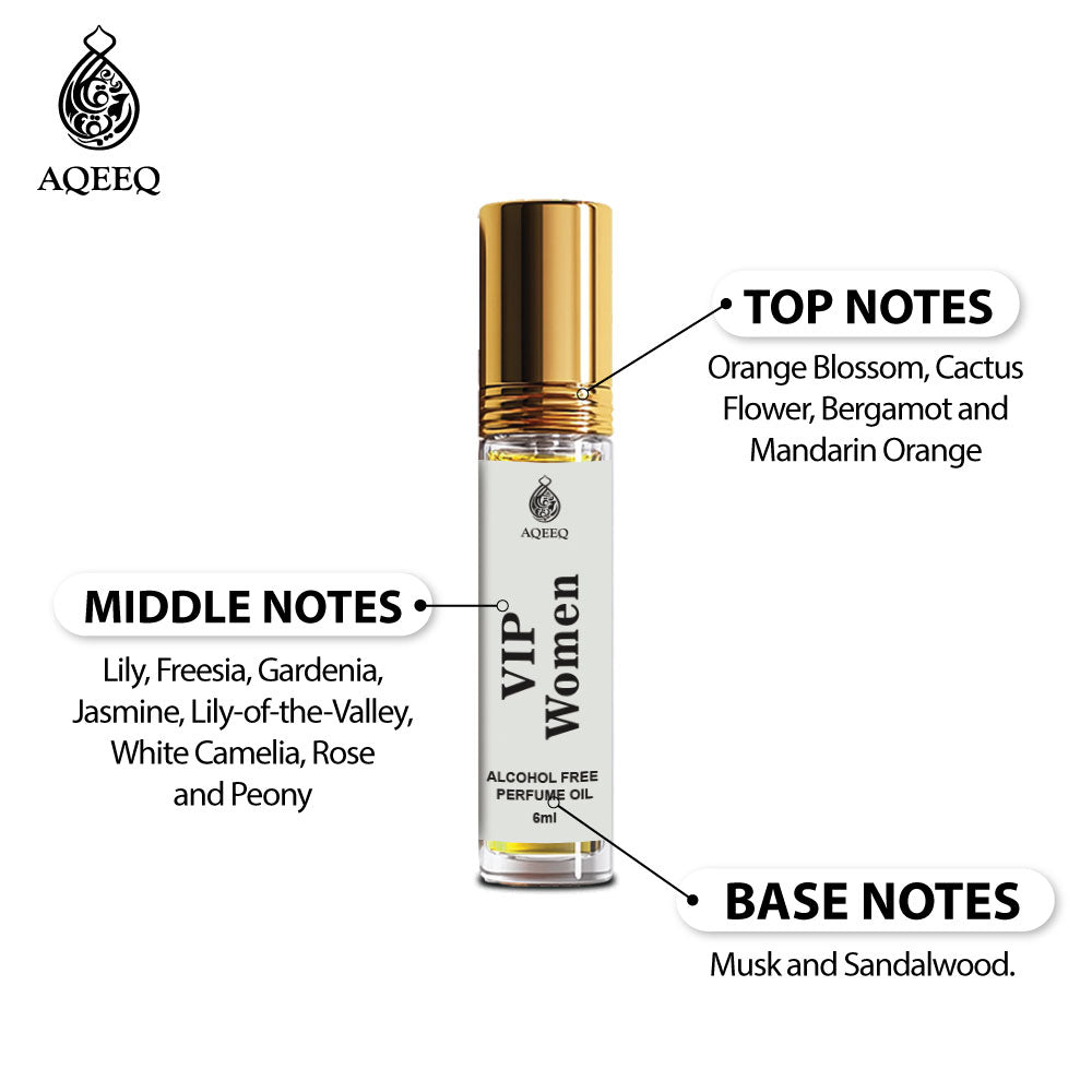 Aqeeq VIP Woman Attar For Women | Fresh Citrus Floral Musk Notes | Long Lasting Women Attar Perfume Roll On | 6ml