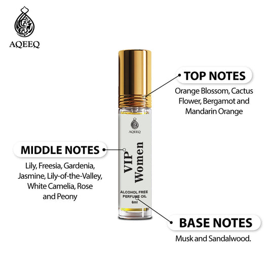 Aqeeq VIP Woman Attar For Women | Fresh Citrus Floral Musk Notes | Long Lasting Women Attar Perfume Roll On | 6ml