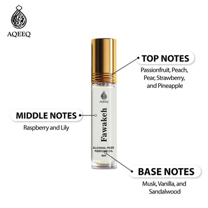 Aqeeq Fawakeh Attar For Men & Women | Strawberry Pineapple Raspberry Vanilla Unisex Attar Roll On | 6ml