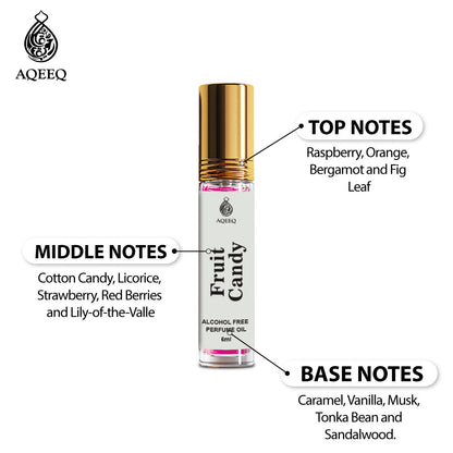 Aqeeq Fruit Candy Attar For Women | Sweet Fruity Cotton Candy Attar Perfume Roll On | Alcohol Free & Long Lasting | 6ml