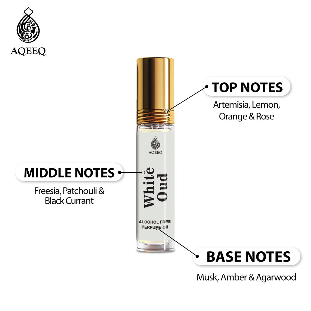 Aqeeq White Oud Unisex Attar For Men & Women | Long Lasting Citrus Fresh Woody Attar Roll On | 6ml