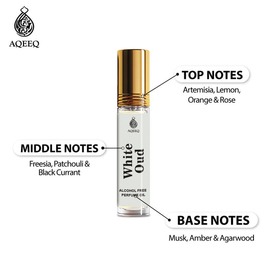 Aqeeq White Oud Unisex Attar For Men & Women | Long Lasting Citrus Fresh Woody Attar Roll On | 6ml
