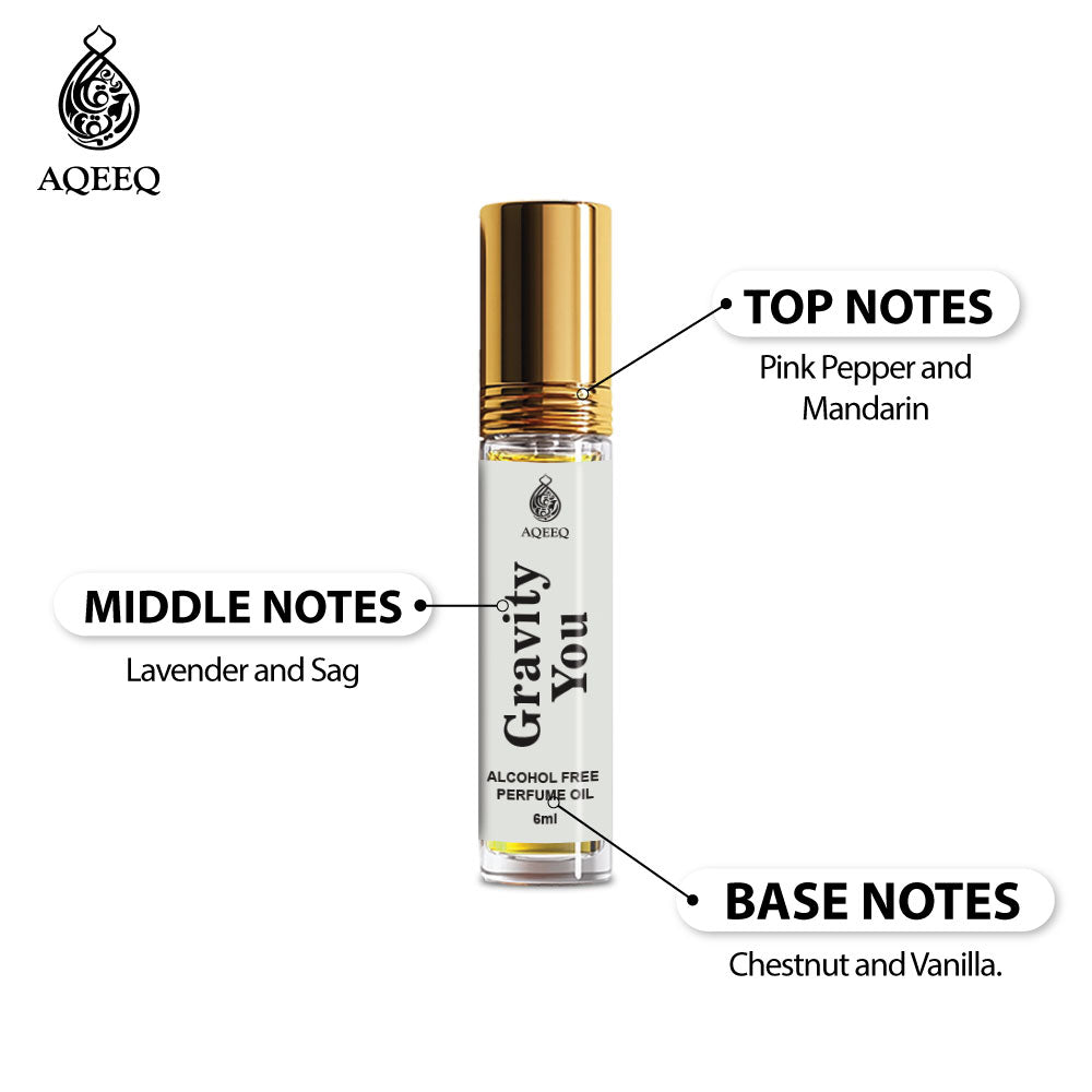 Aqeeq Gravity You Attar For Men | Long Lasting Fresh Strong Bold Attar Perfume Roll On | 6ml