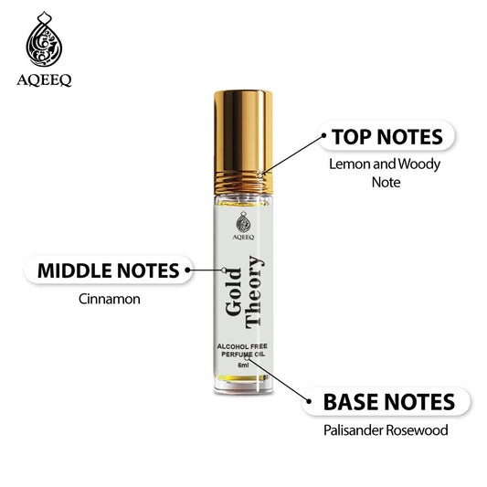 Aqeeq Gold Theory Attar For Men | Long Lasting Soft Fresh Woody Men Attar Perfume Roll On | 6ml