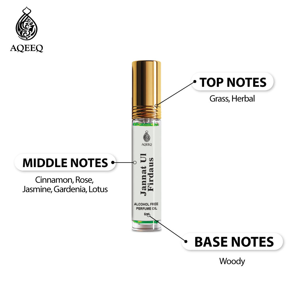 Aqeeq Jannat ul Firdaus Unisex Attar Roll On | Long Lasting Premium Quality Arabian Attar For Men & Women | 6ml