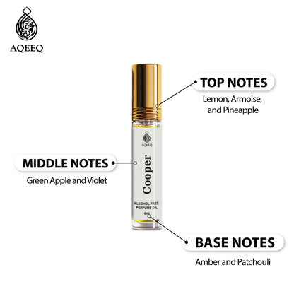 Aqeeq Copper Attar For Men | Long Lasting Strong Bold Attar Perfume Roll On | Lemon Apple Amber Notes | 6ml
