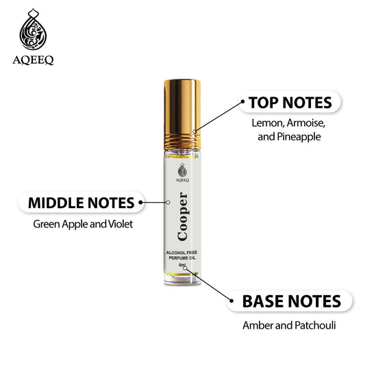 Aqeeq Copper Attar For Men | Long Lasting Strong Bold Attar Perfume Roll On | Lemon Apple Amber Notes | 6ml