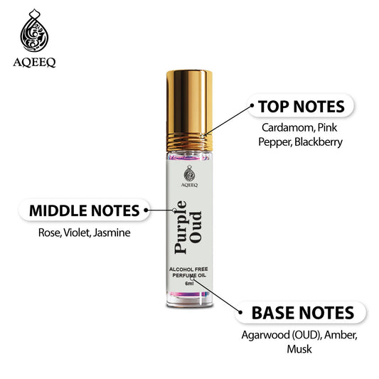 Aqeeq Purple Oud Unisex Attar Perfume Roll On | Long Lasting Attar For Men & Women | 6ml