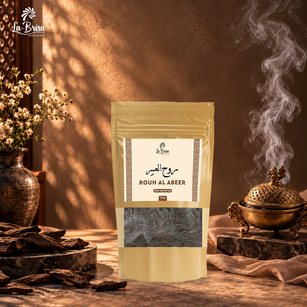 La Brisa Rouh Al Abeer Oud Muattar lifestyle image with incense burner