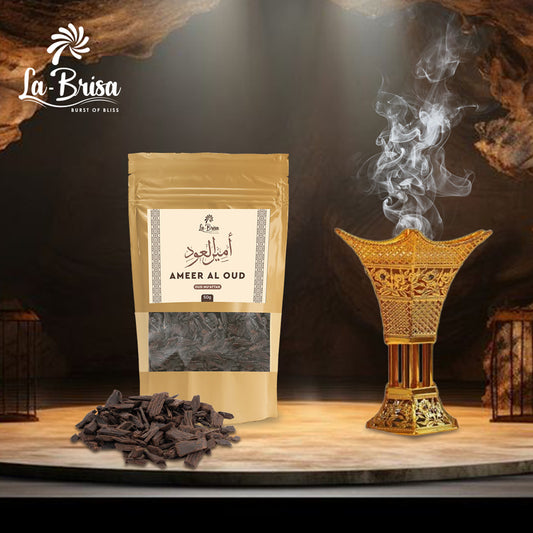 La Brisa Ameer Al Oud Bakhoor Oud Muattar | Sweet Floral Woody | Arabic Oud Wood Chips | 50gms