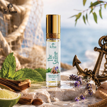 La Brisa The Sailor Attar Roll On, 6ml | Fresh Strong Aquatic Attar For Men | Citrus Aqua Woody Oceanic Notes