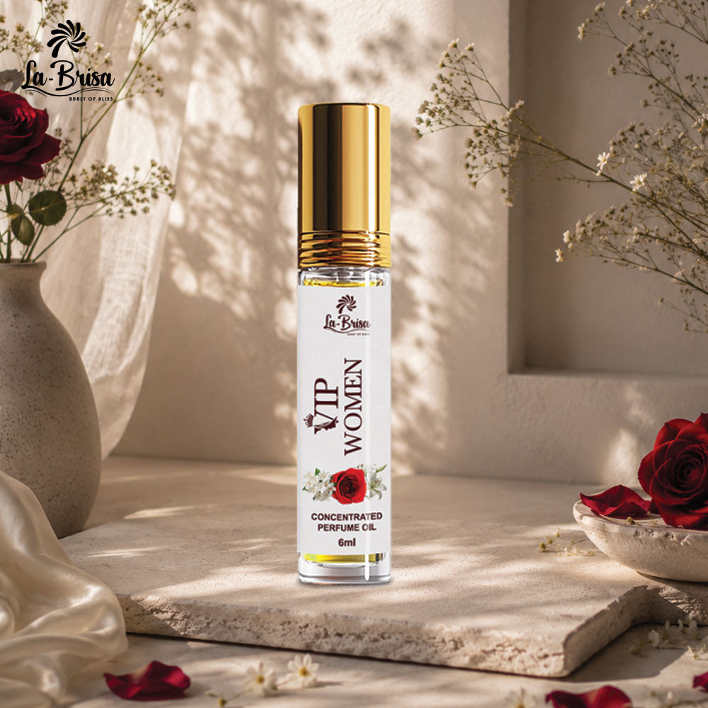 La Brisa VIP Women Attar Roll On, 6ml | Citrus Fresh Floral Long Lasting Attar For Women | Orange Lily Rose Jasmine Musk Notes