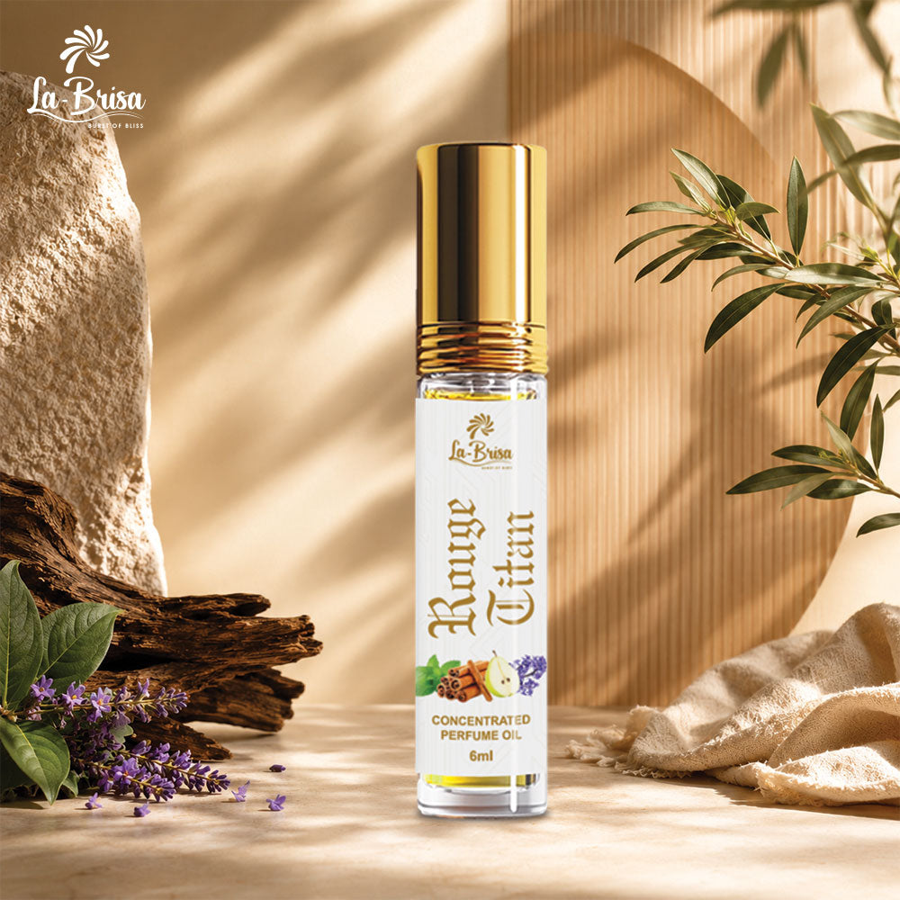 La Brisa Rouge Titan Attar Roll On, 6ml | Bold Strong Masculine Attar For Men | Citrus Fresh Spicy Woody Notes