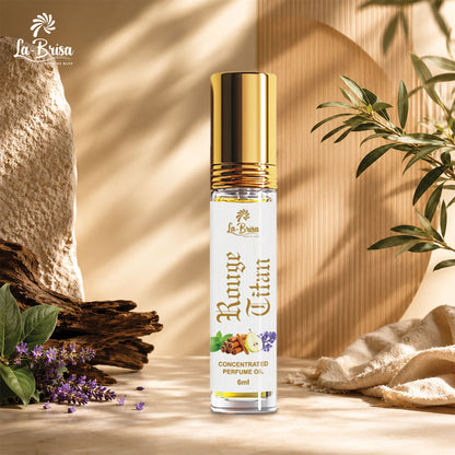La Brisa Rouge Titan Attar Roll On, 6ml | Bold Strong Masculine Attar For Men | Citrus Fresh Spicy Woody Notes