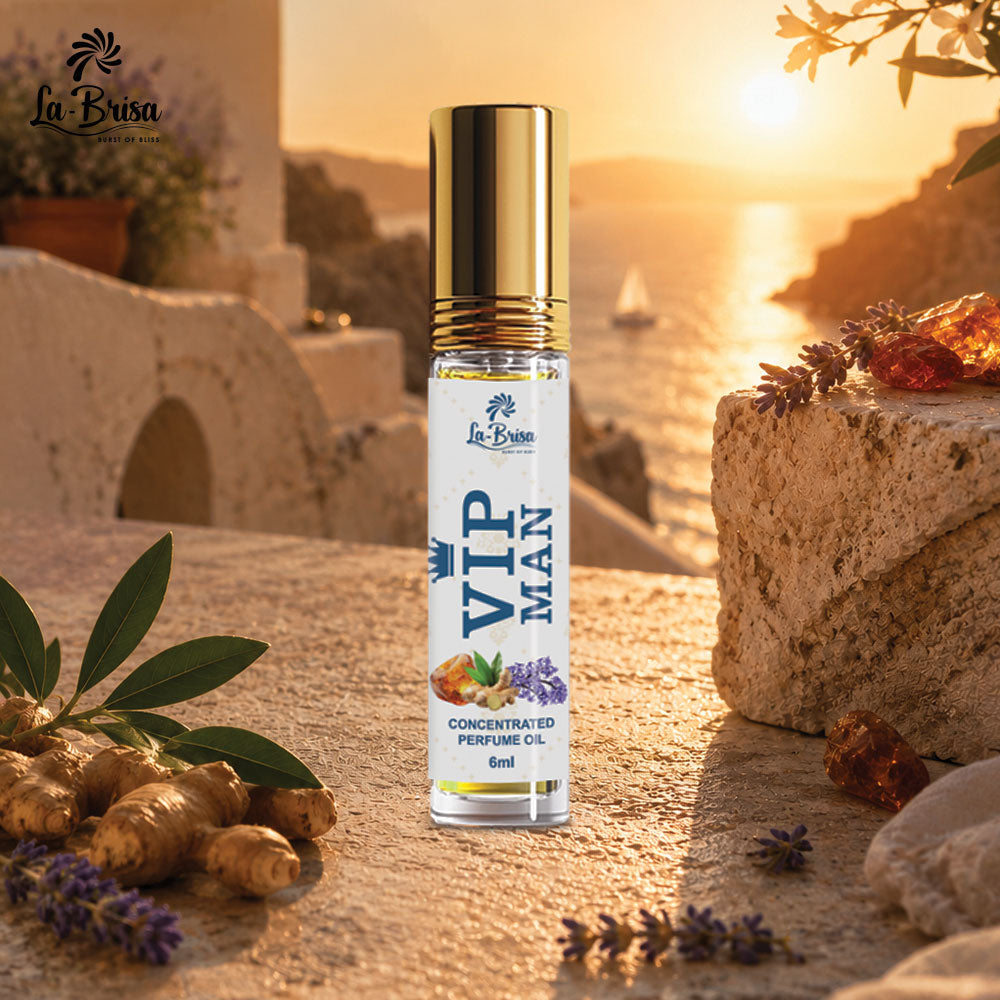 La Brisa VIP Man Attar Roll On, 6ml | Bold Citrus Fresh Green Long Lasting Attar For Men | Herbal Musk Sandalwood Incense Notes