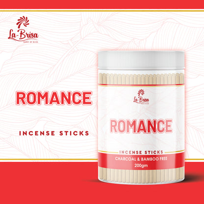 La Brisa Romance Premium Dhoop Incense Sticks | Charcoal & Bamboo Free | Fresh Aromatic Fancy Fragrance | 200gms