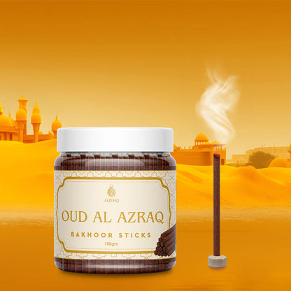Aqeeq Oud Al Azraq Premium Bakhoor Sticks | Fresh Herbal Fragrance | Charcoal & Bamboo Free | 100gms