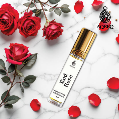 Aqeeq Red Rose Unisex Attar Roll On | Long Lasting Floral Attar For Men & Women | 6ml