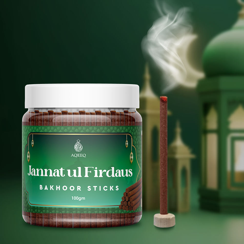 Aqeeq Jannat ul Firdaus Premium Bakhoor Sticks | Floral Herbal Arabian Fragrance | Charcoal & Bamboo Free | 100/200gms