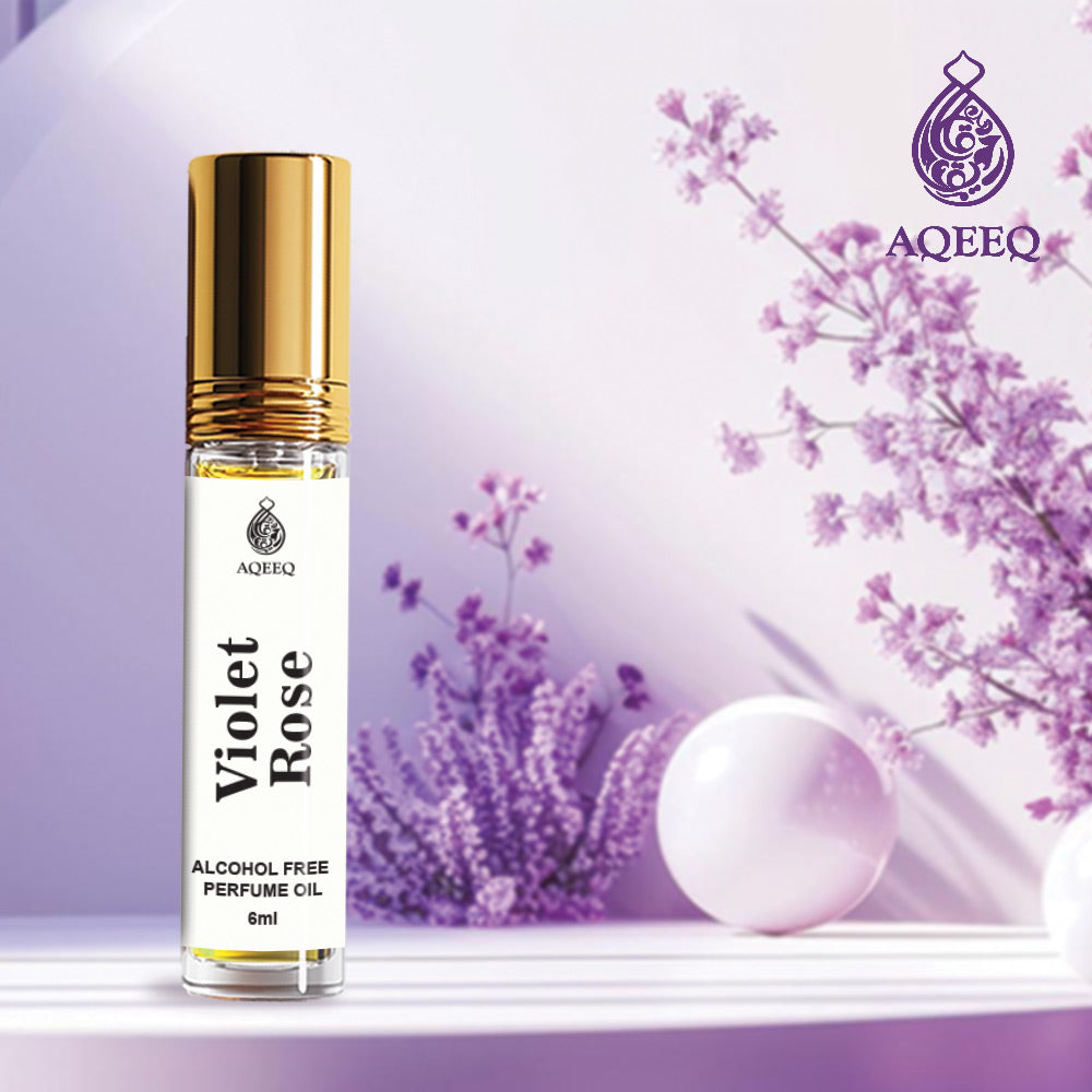 Aqeeq Violet Rose Attar For Men & Women | Long Lasting Floral Unisex Attar Perfume Roll On | 6ml