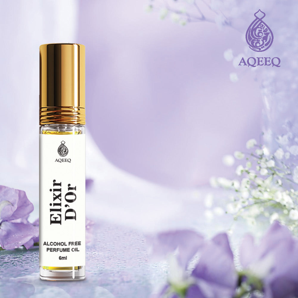 Aqeeq Elixir D'Or Unisex Attar Roll On | Long Lasting Attar For Men & Women | Lime Jasmine Sandalwood Lavender Notes | 6ml